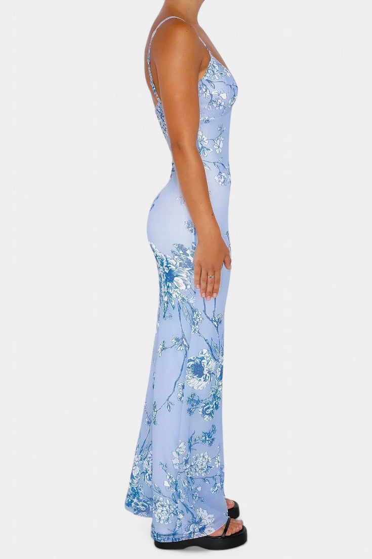 Iris | Vestido de Encaje Floral Azul