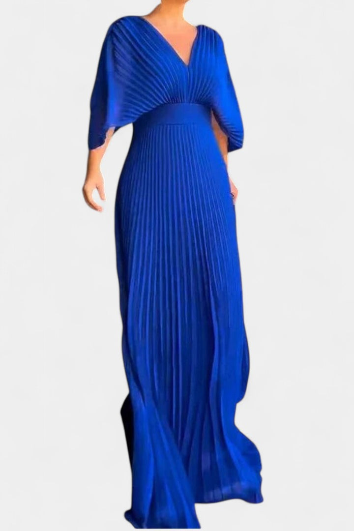 Anita | Vestido Midi con Pliegues y Escote en V