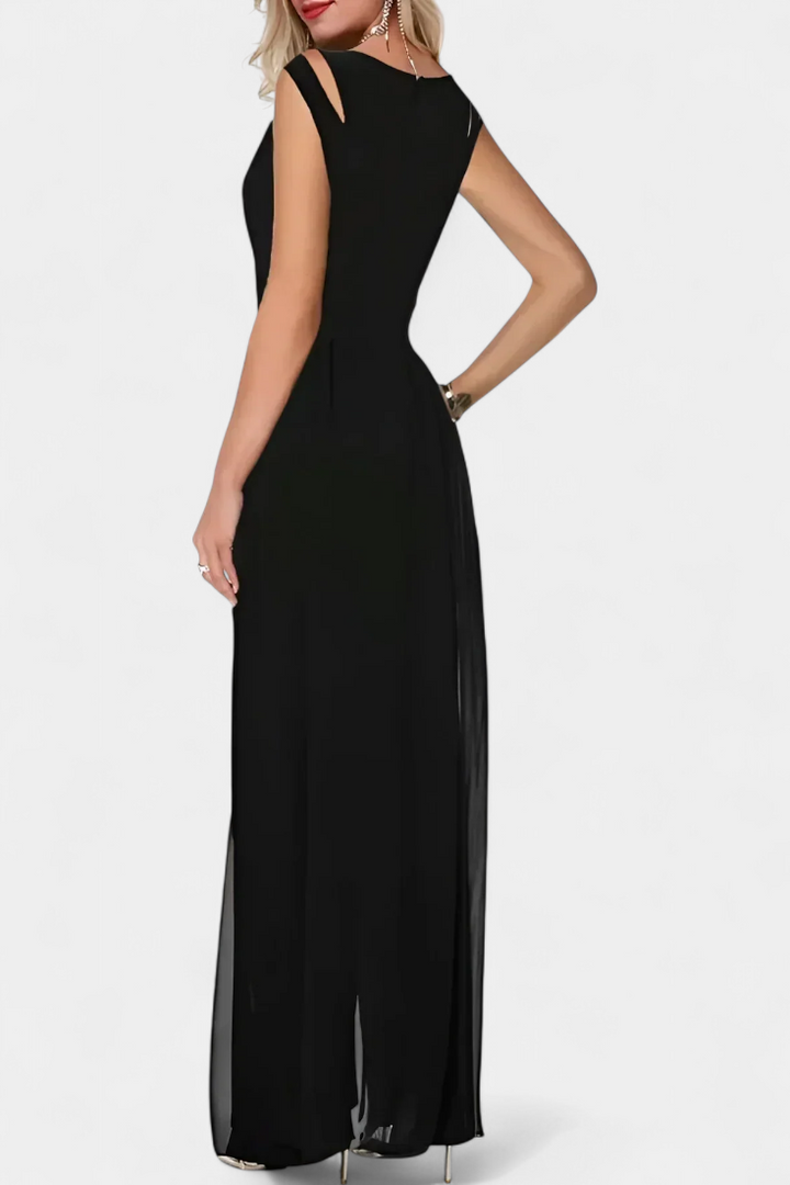 Nadia | Mono Elegante sin Mangas con Transparencia Frontal