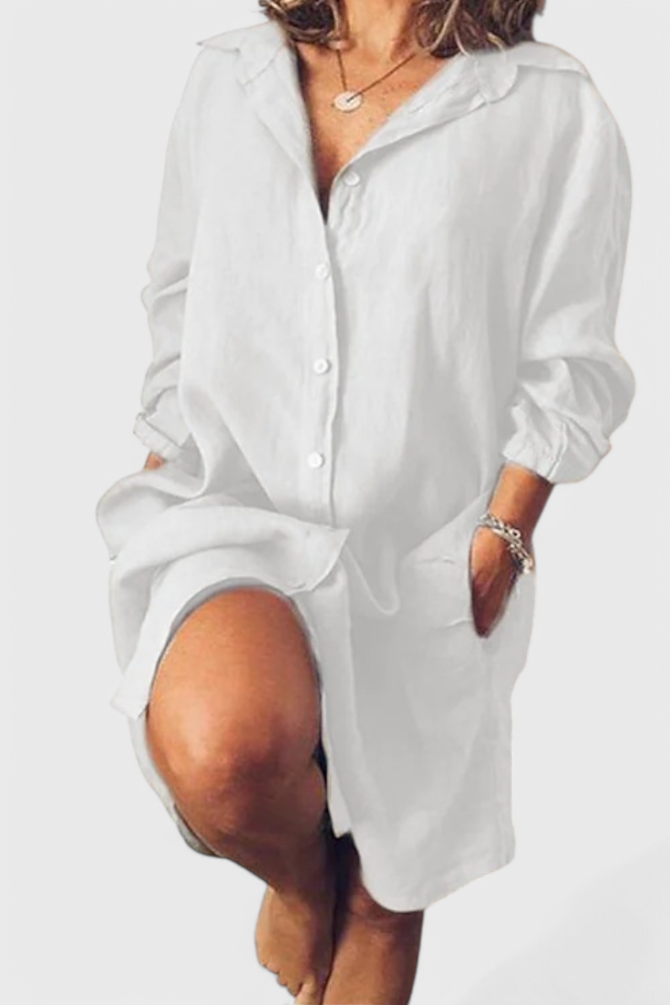 Marlene | Vestido Camisa Lino Longline