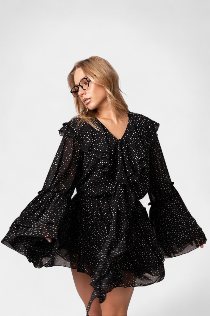 Alida | Vestido Mini de Chifón con Lunares