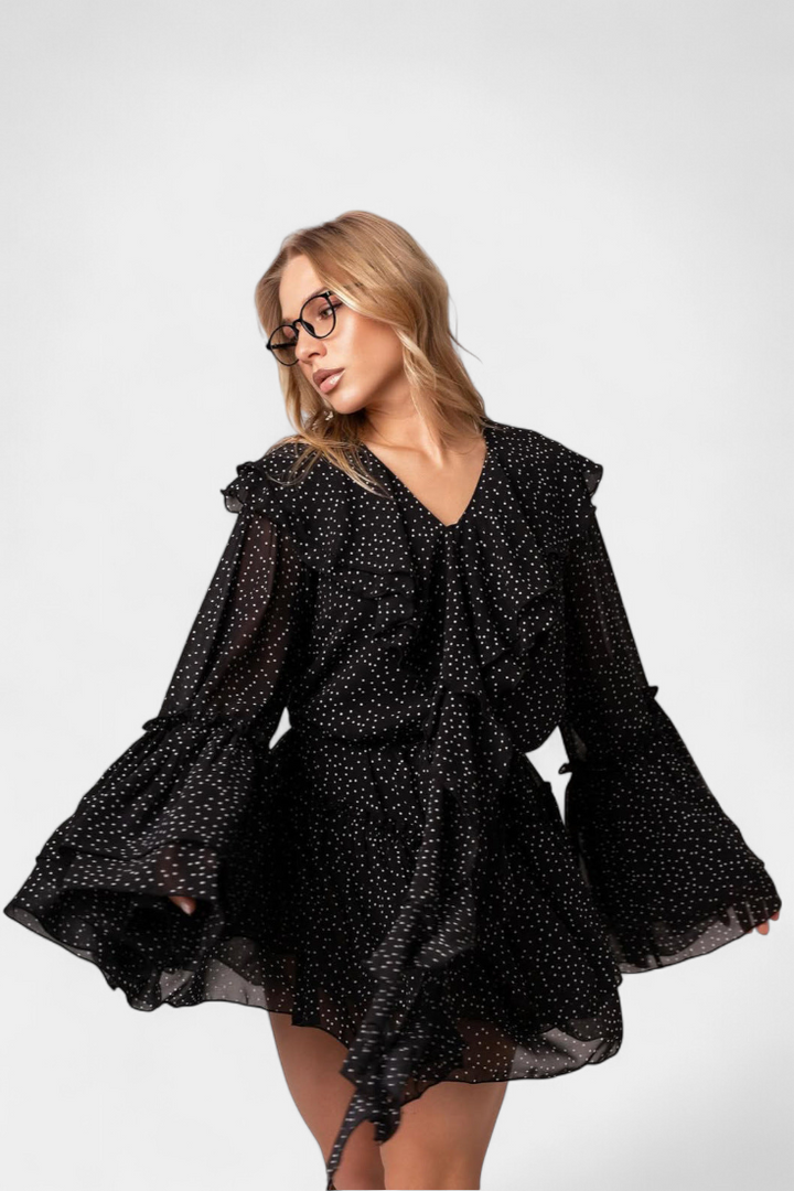 Alida | Vestido Mini de Chifón con Lunares