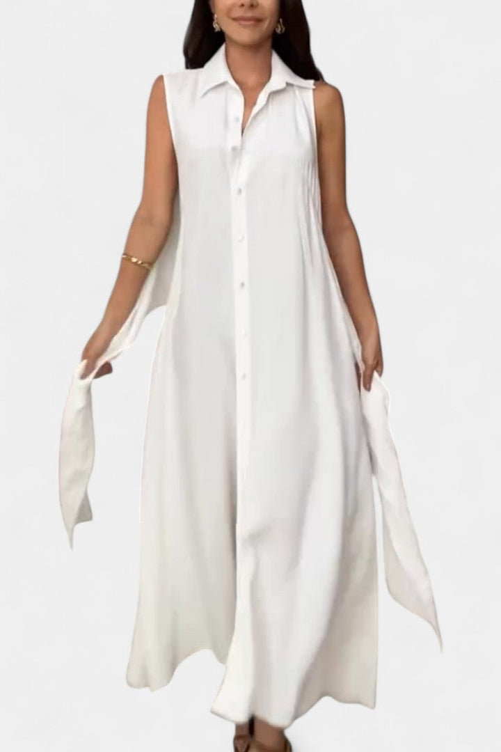 Meryl | Vestido Midi de Estilo Camisa con Botones