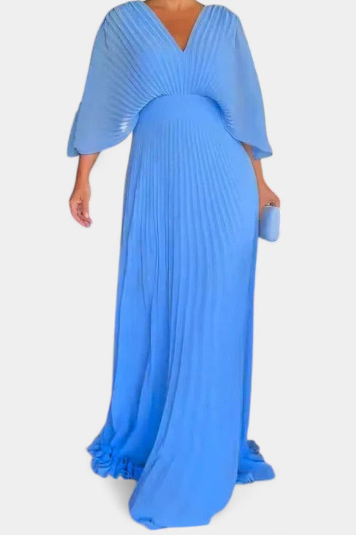 Anita | Vestido Midi con Pliegues y Escote en V