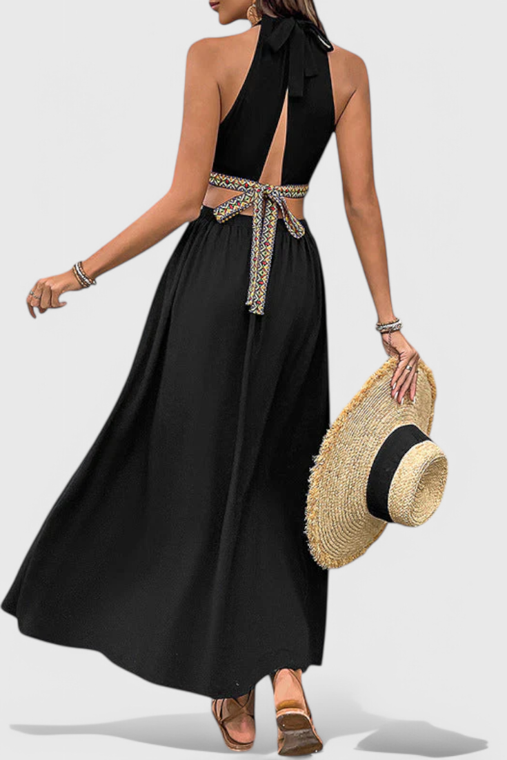 Sorina | Vestido Midi Halter con Cortes