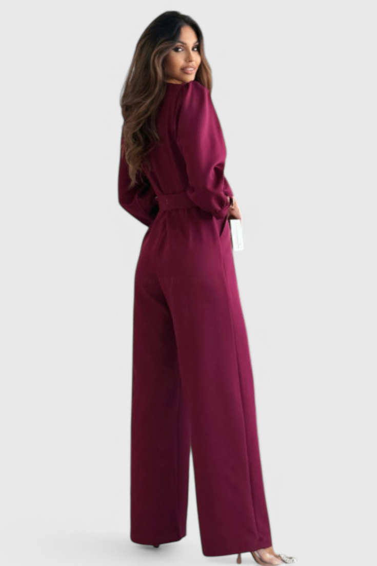 Ariane | Mono de Pierna Ancha con Escote en V y Cintura con Lazo