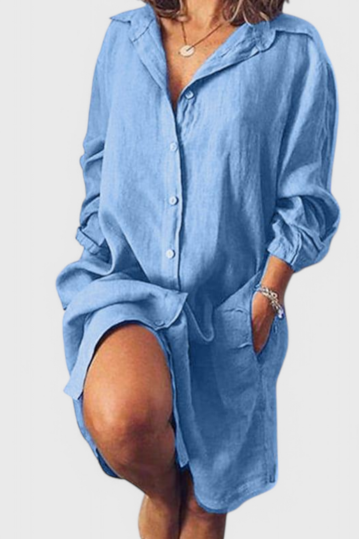 Marlene | Vestido Camisa Lino Longline