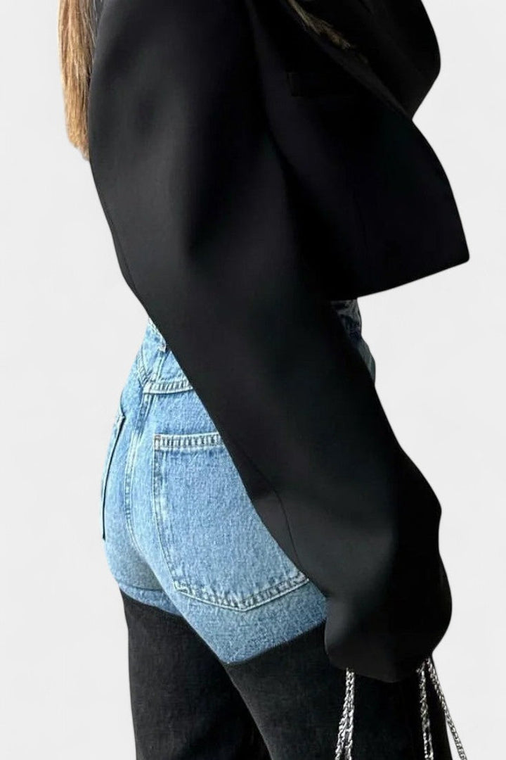 Mijie | Jeans de tiro alto con patchwork y pierna recta