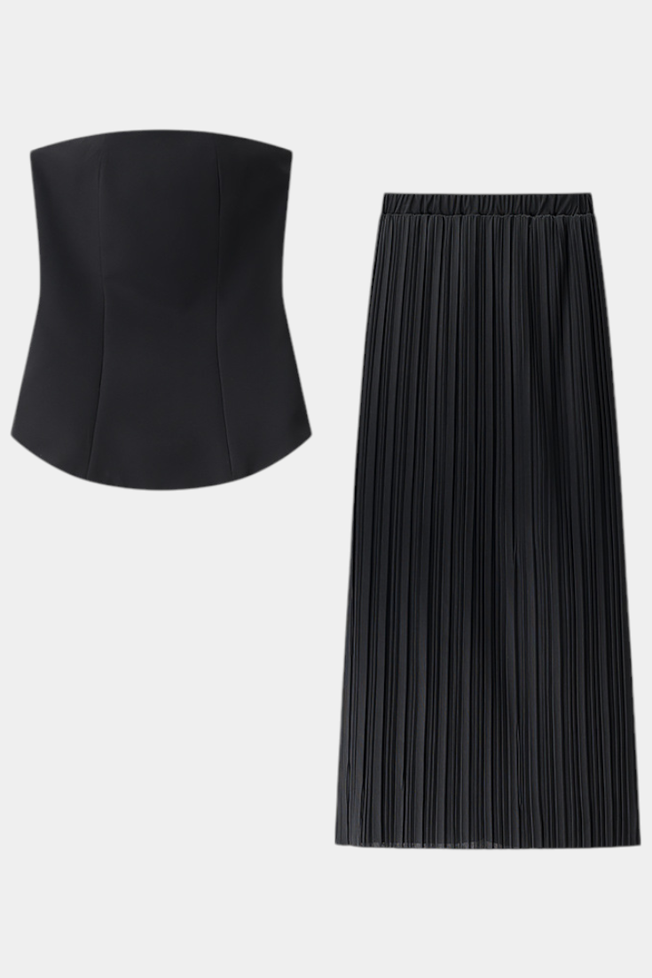 Clarita | Conjunto de Dos Piezas Plisado Sin Tirantes