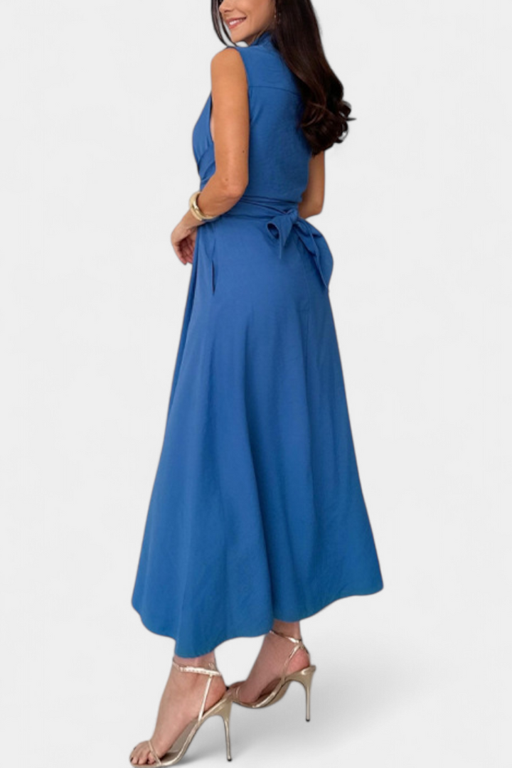 Meryl | Vestido Midi de Estilo Camisa con Botones