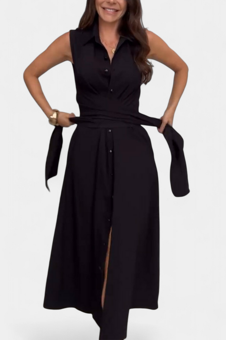 Meryl | Vestido Midi de Estilo Camisa con Botones