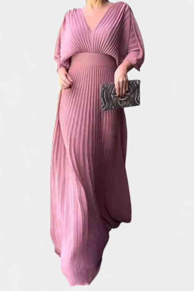 Anita | Vestido Midi con Pliegues y Escote en V