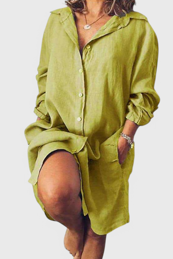 Marlene | Vestido Camisa Lino Longline