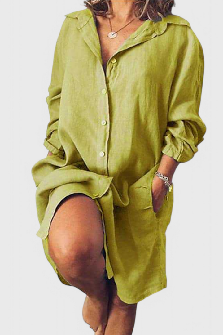 Marlene | Vestido Camisa Lino Longline