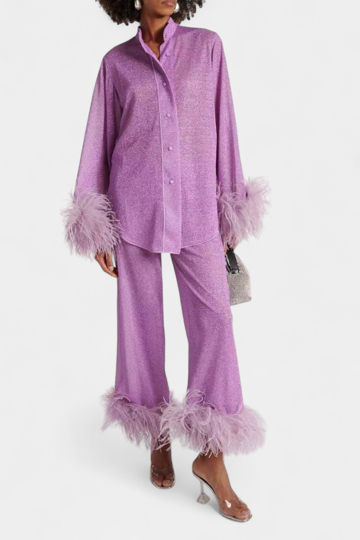 Polina | Conjunto de Dos Piezas con Collar de Plumas