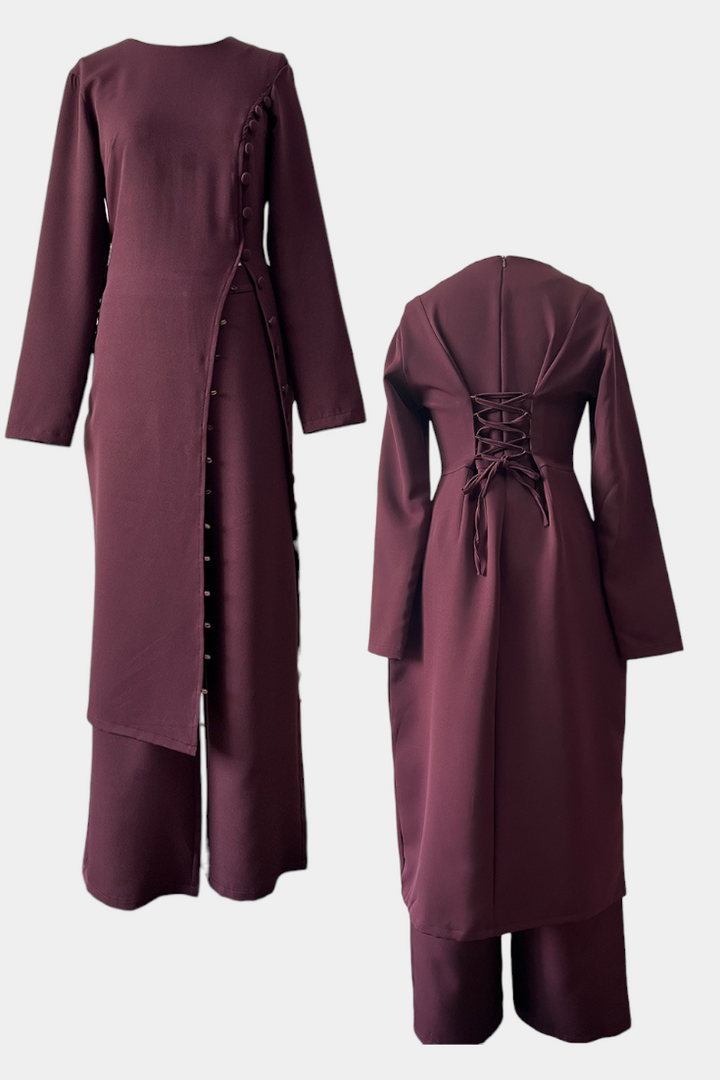 Melissa | Conjunto Casual Suave de Blusa con Botones y Pantalones Largos