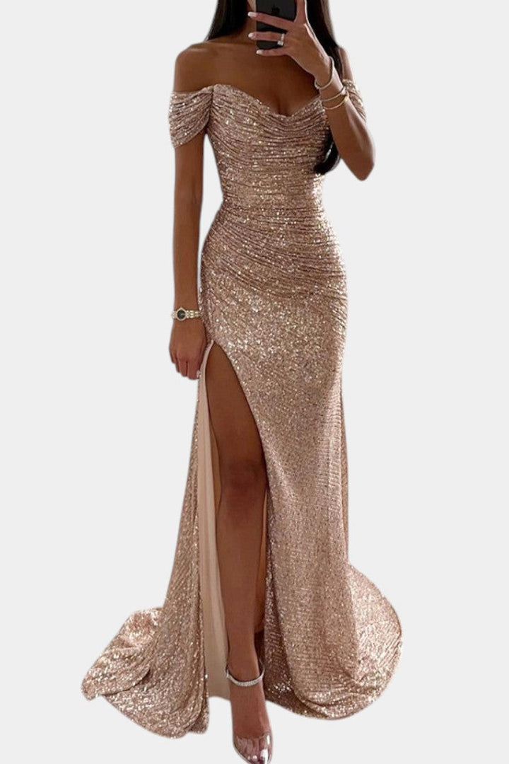 Ariel | Vestido de Sirena con Lentejuelas Off-Shoulder