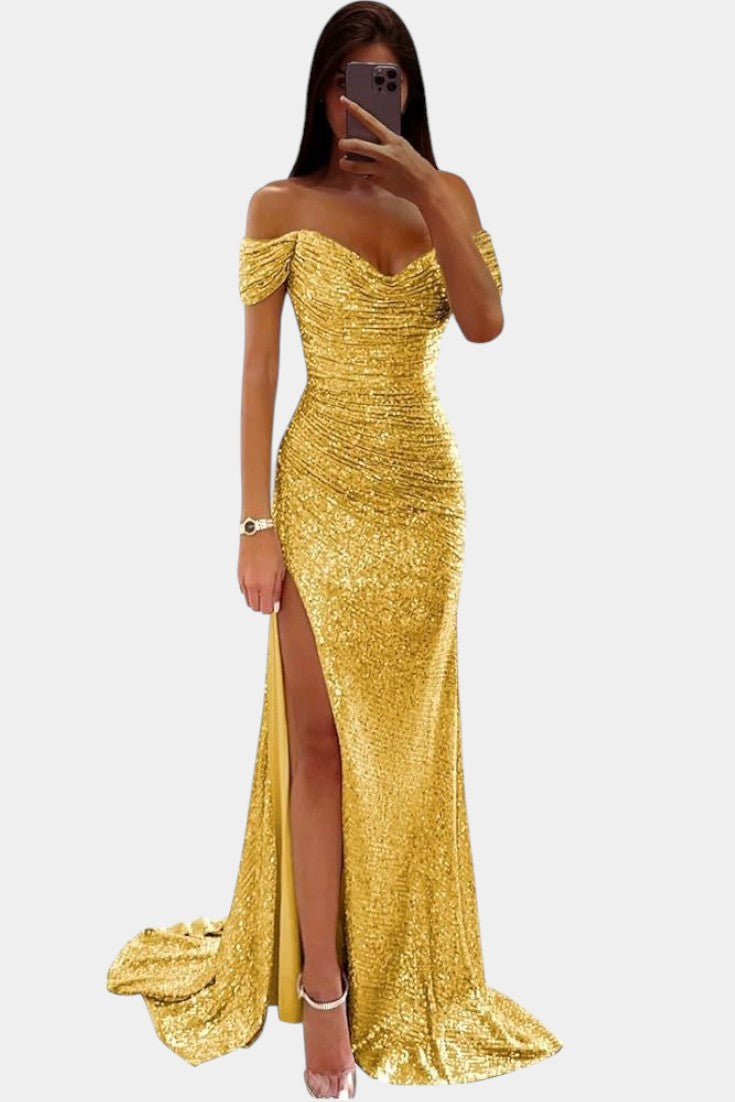 Ariel | Vestido de Sirena con Lentejuelas Off-Shoulder