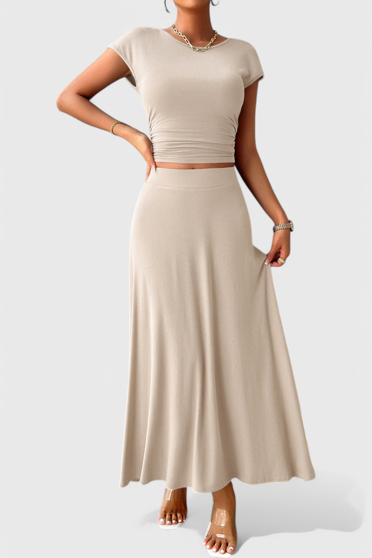 Anastasia | Top Corto Fruncido & Falda Fluida a Juego