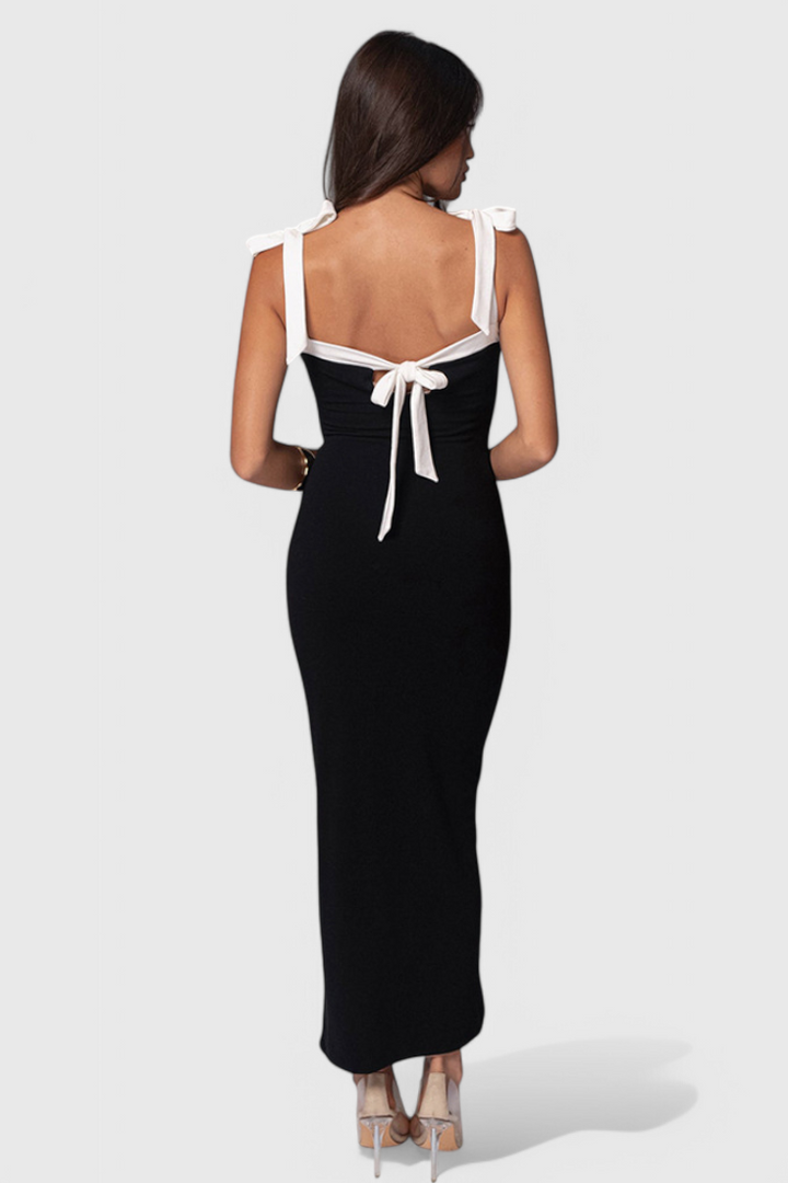 Sabine | Vestido de Noche de Largo Completo con Tirantes de Lazo