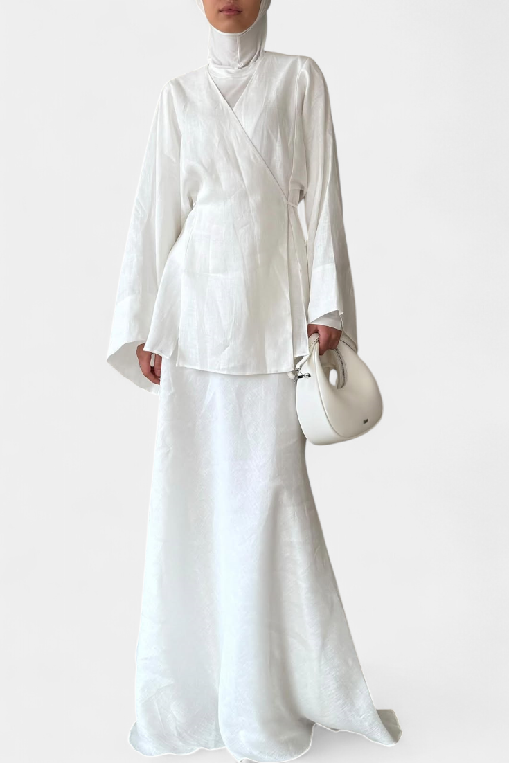 Zelda | Conjunto de Camisa Escote en V y Falda con Abertura