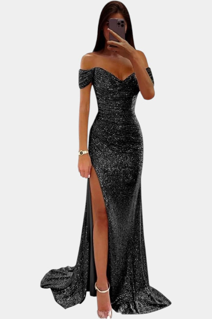 Ariel | Vestido de Sirena con Lentejuelas Off-Shoulder