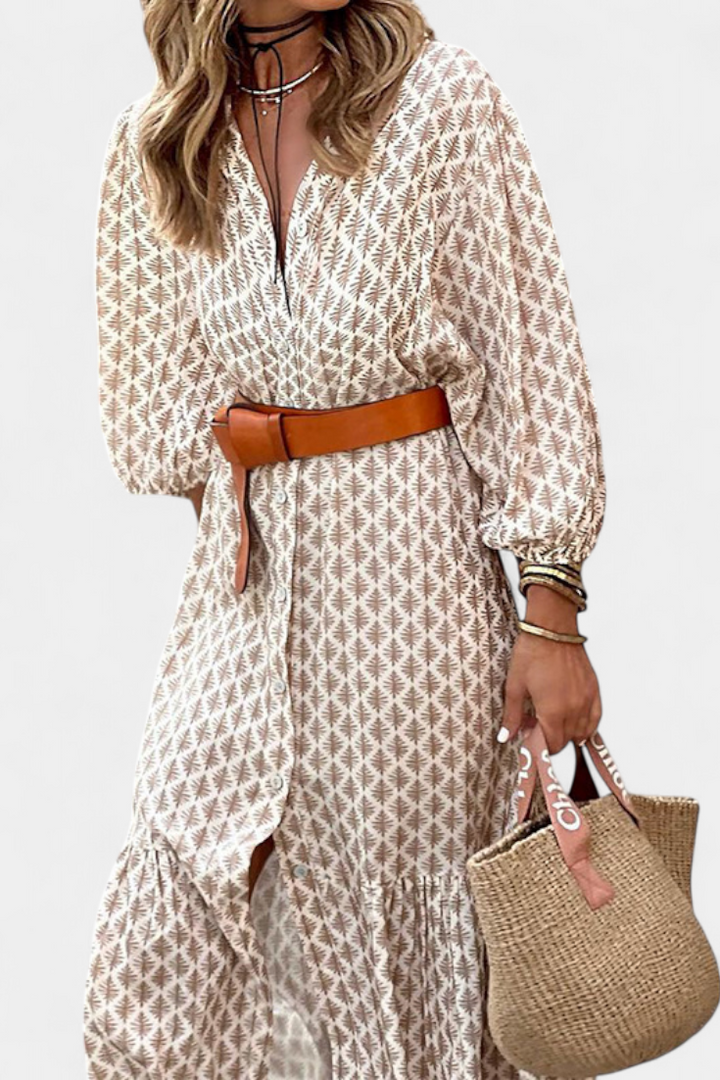 Antonia | Vestido Midi con Cintura Ajustable y Botones