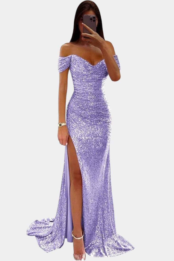 Ariel | Vestido de Sirena con Lentejuelas Off-Shoulder