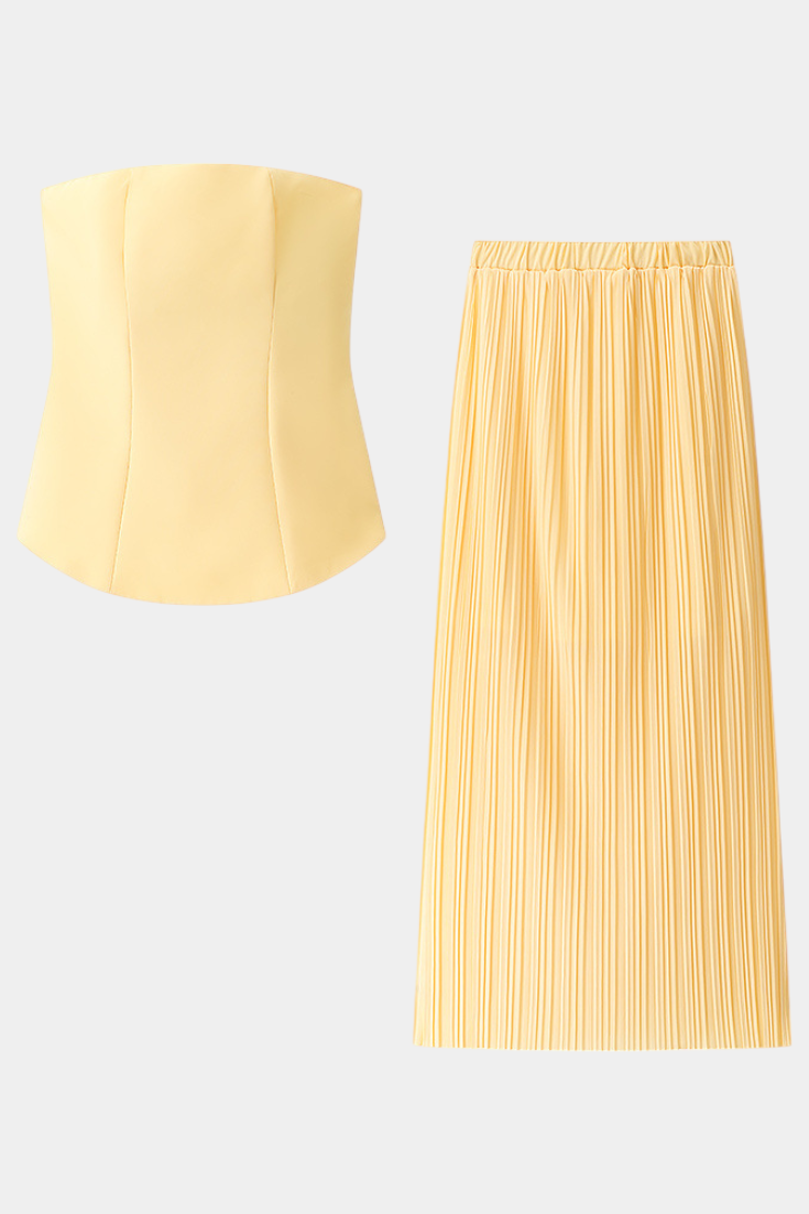 Clarita | Conjunto de Dos Piezas Plisado Sin Tirantes