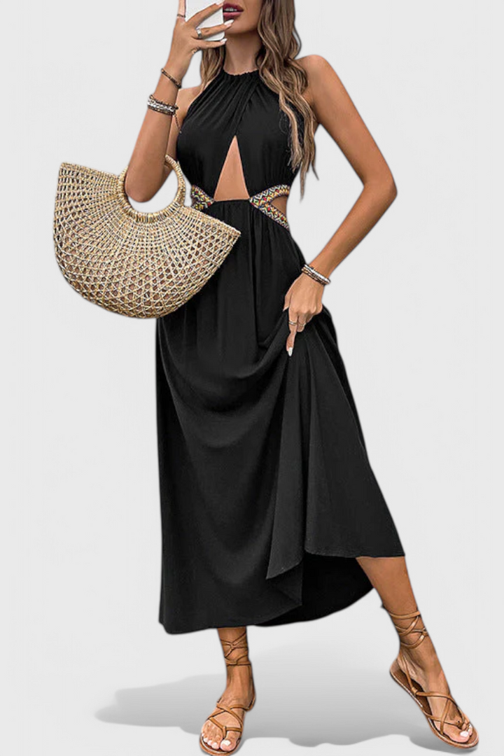 Sorina | Vestido Midi Halter con Cortes