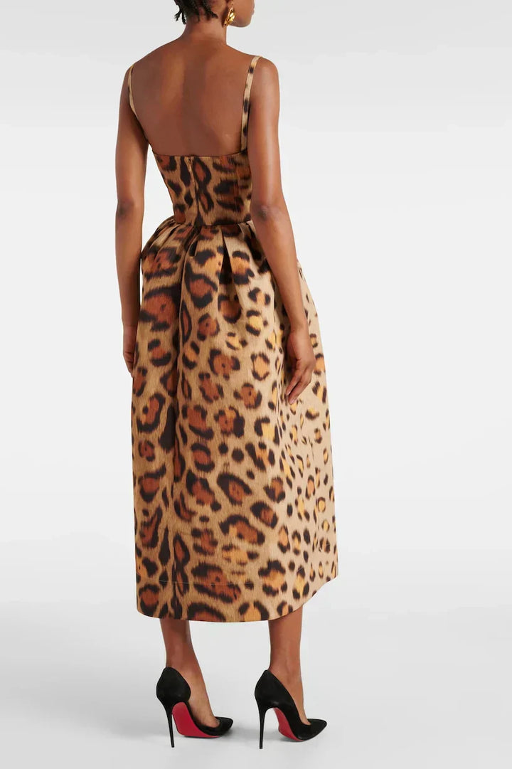 Tiana | Vestido Midi Bustier Leopardo