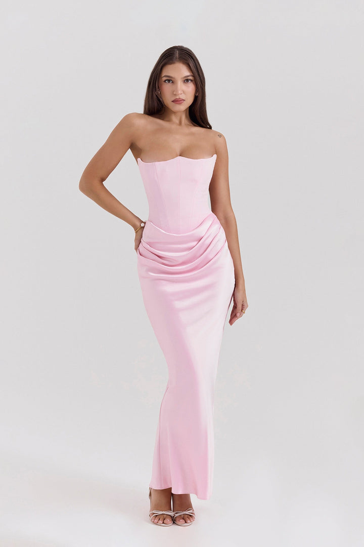 Emily | Vestido Maxi Drapado Sin Tirantes