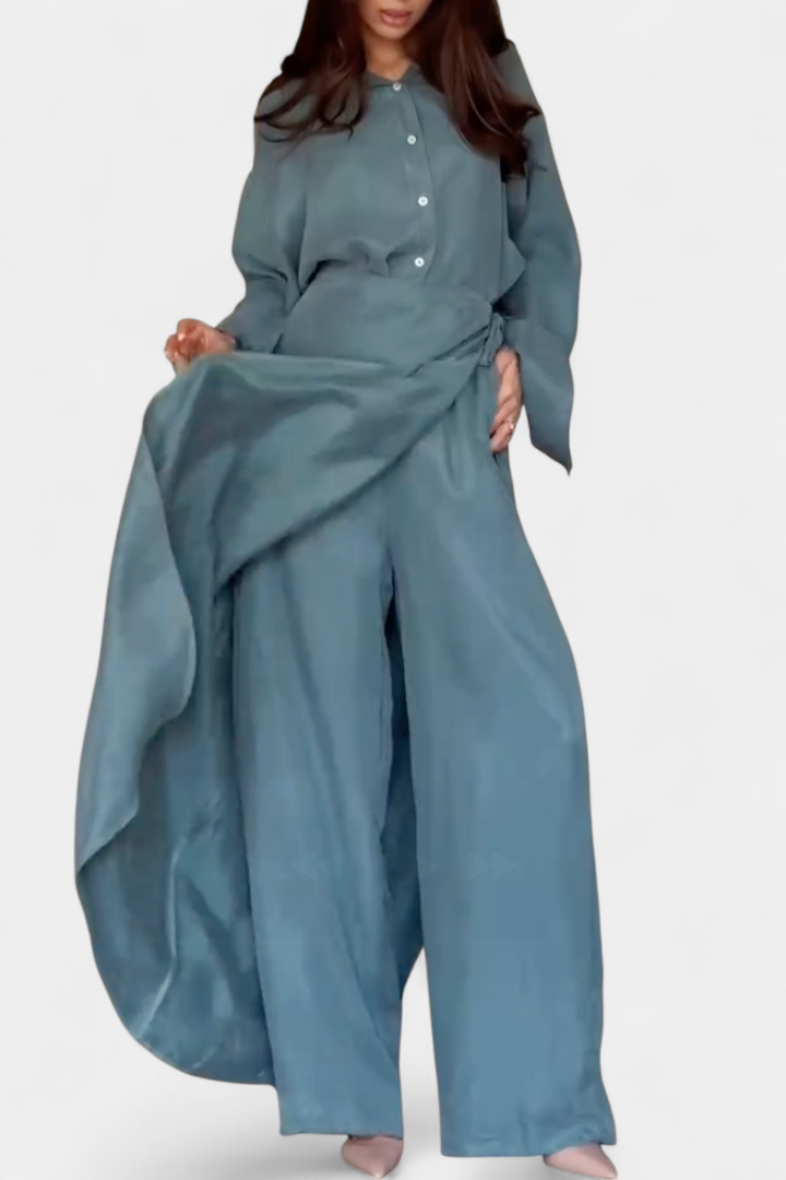 Marisol | Conjunto Casual de Camisa Suelta y Pantalón Falda