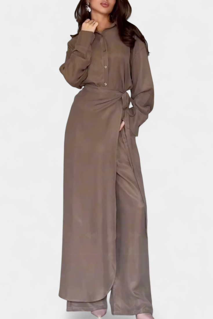 Marisol | Conjunto Casual de Camisa Suelta y Pantalón Falda