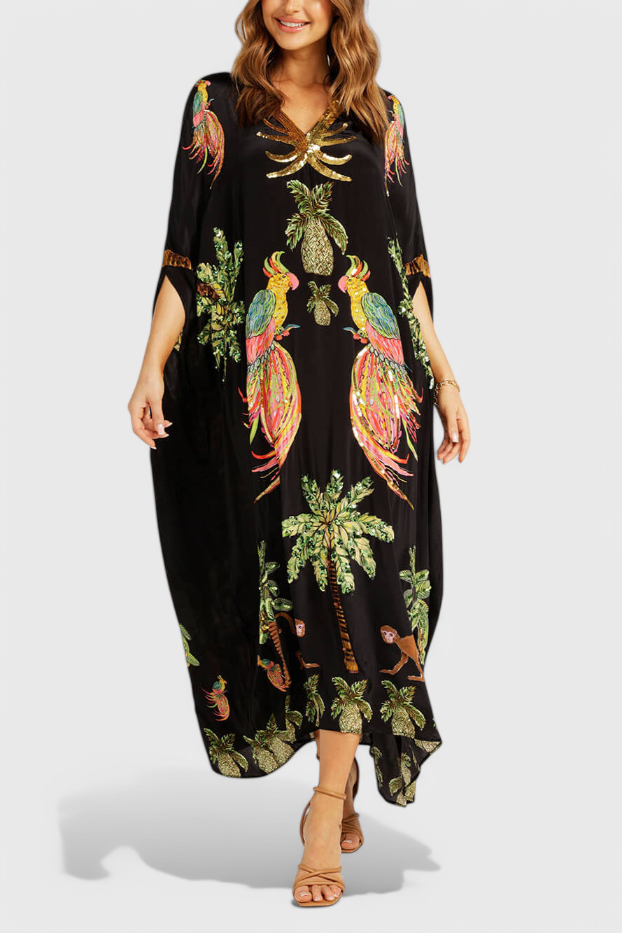 Evangeline | Vestido Impreso con Hombros Caídos