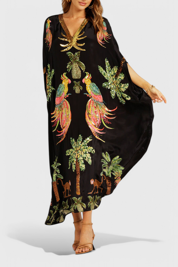 Evangeline | Vestido Impreso con Hombros Caídos