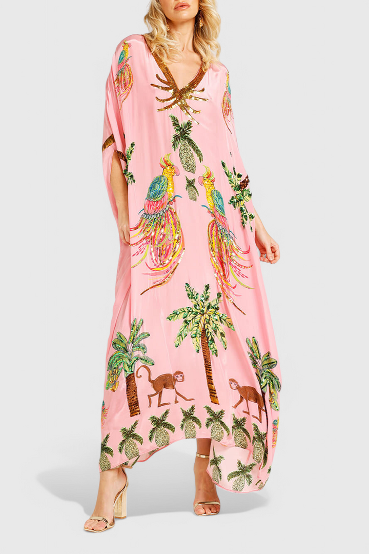 Evangeline | Vestido Impreso con Hombros Caídos