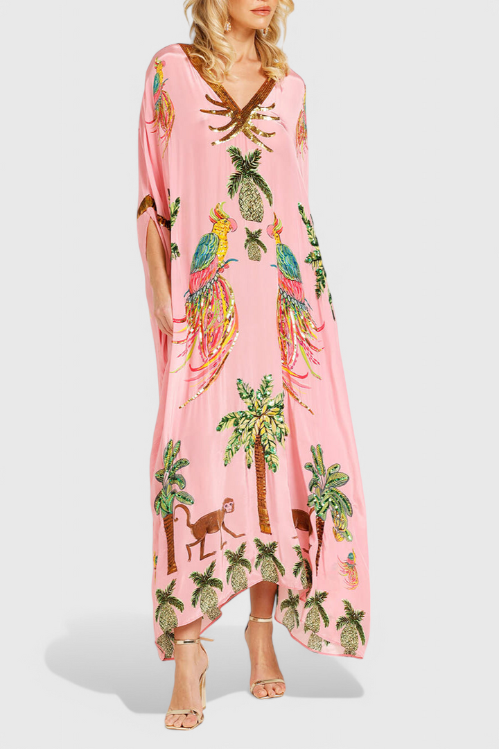 Evangeline | Vestido Impreso con Hombros Caídos