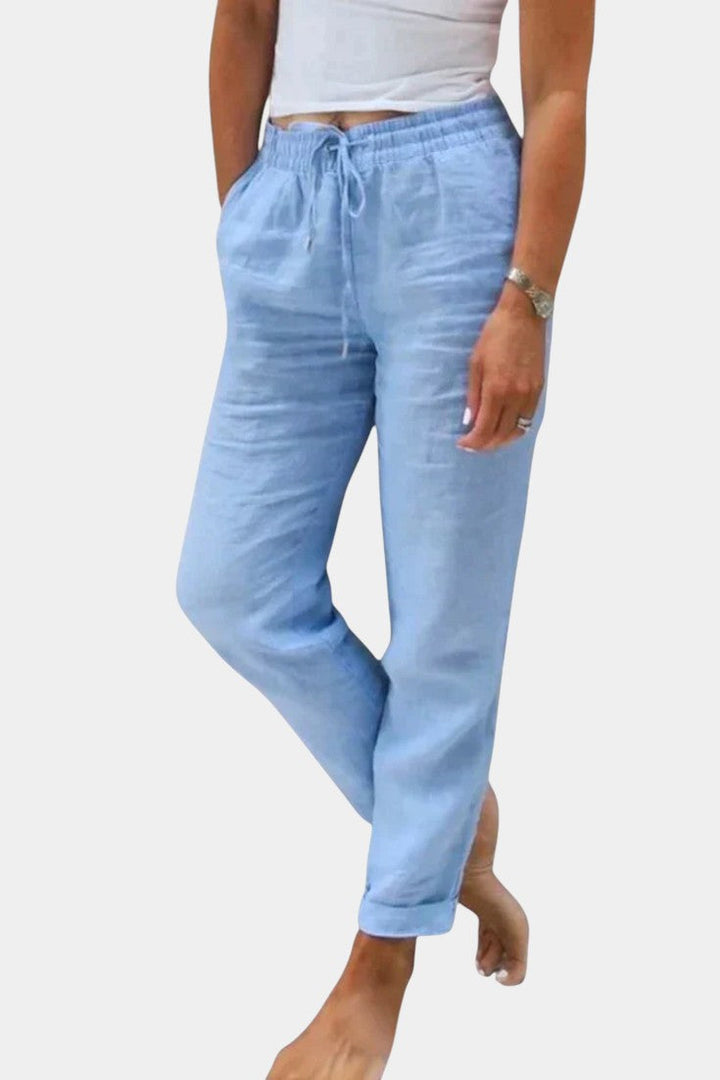 Violeta | Pantalones de Lino Mezclado Ajuste Relajado
