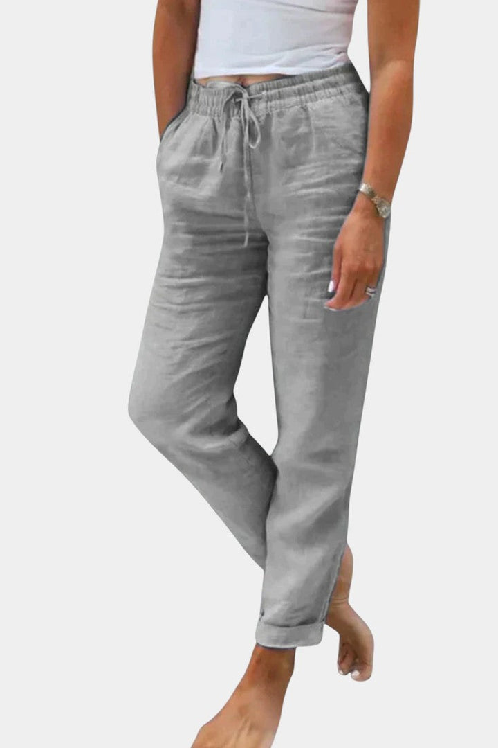 Violeta | Pantalones de Lino Mezclado Ajuste Relajado