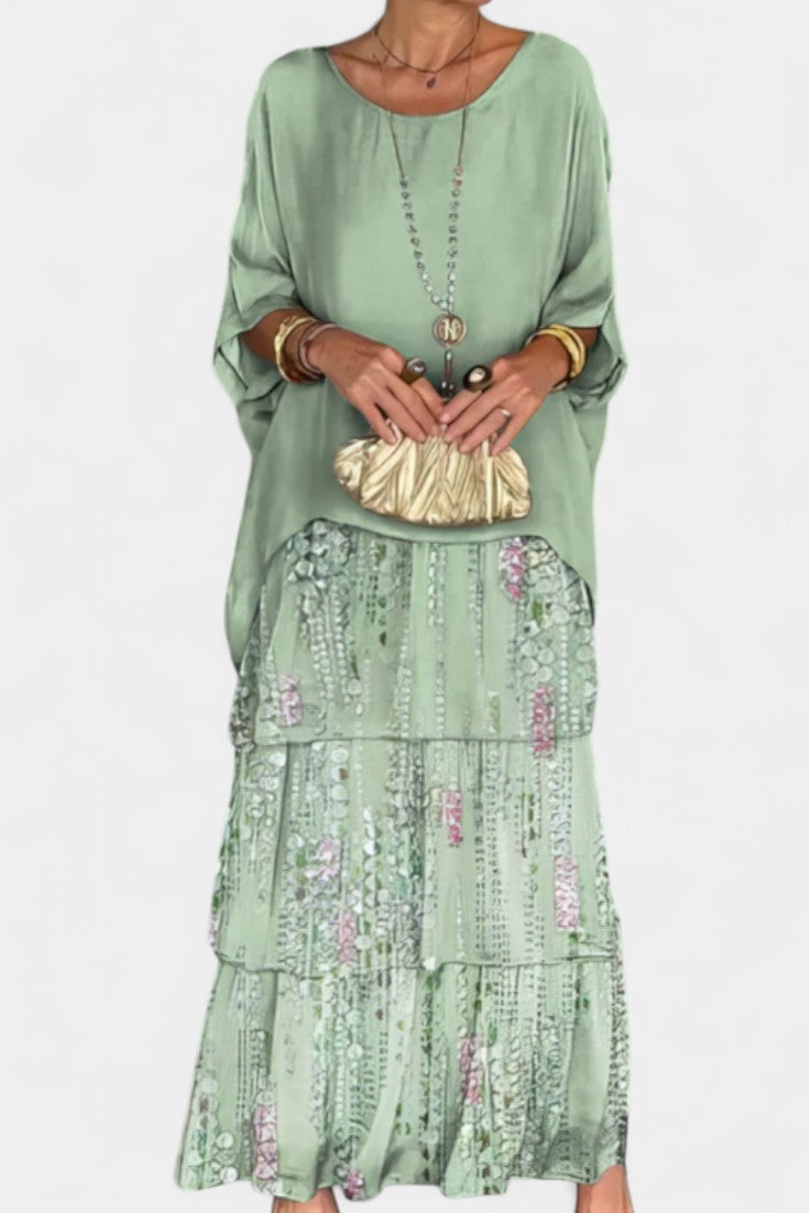 Caroline | Vestido Maxi de Batwing con Estampado