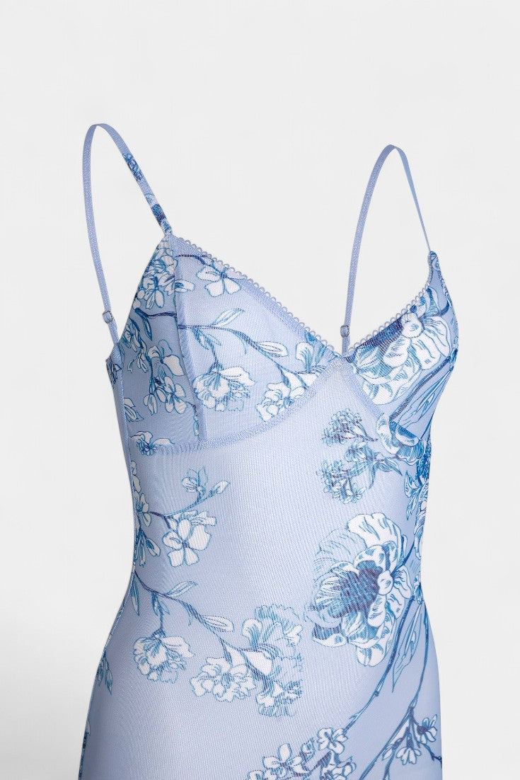 Iris | Vestido de Encaje Floral Azul