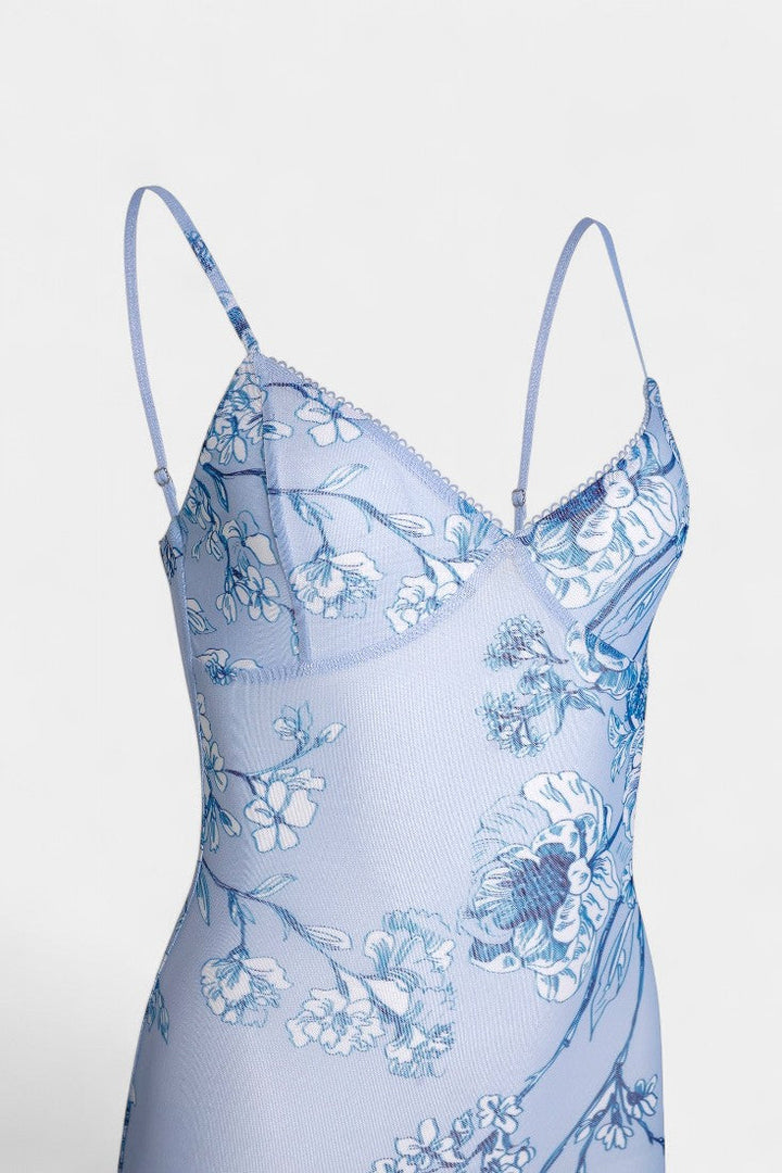 Iris | Vestido de Encaje Floral Azul