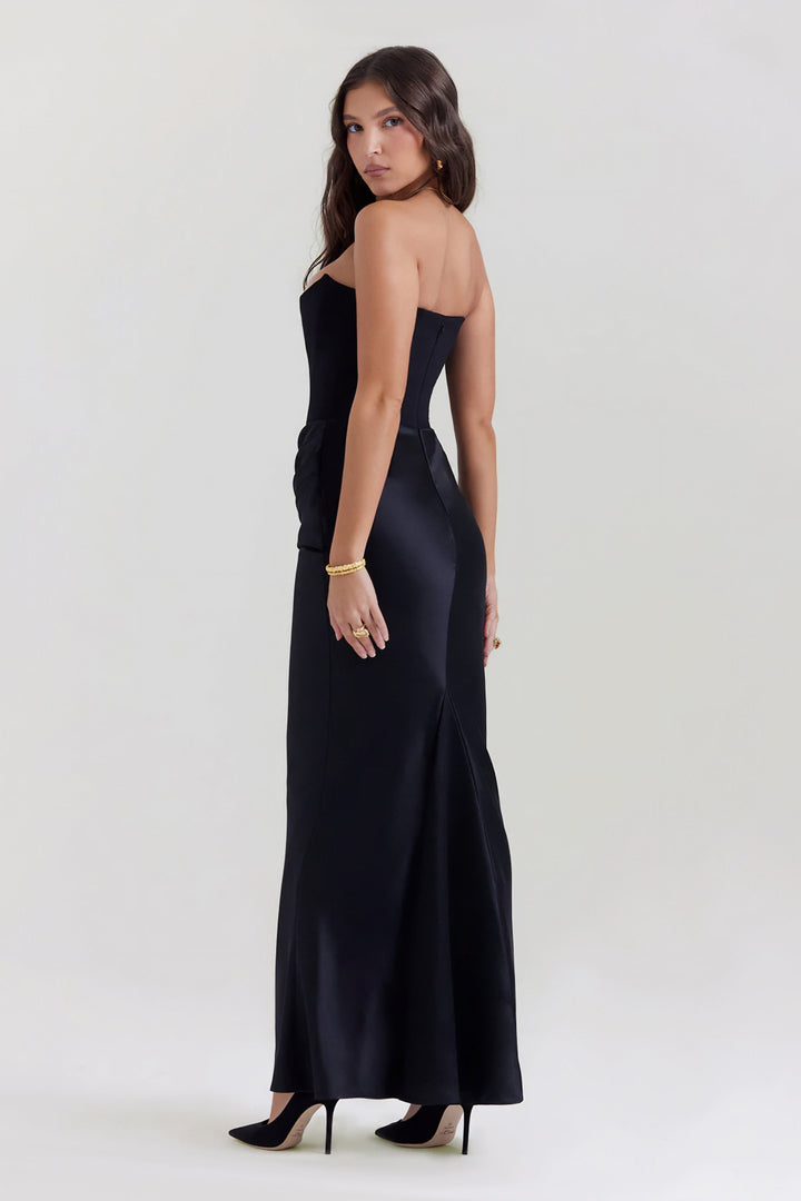 Emily | Vestido Maxi Drapado Sin Tirantes