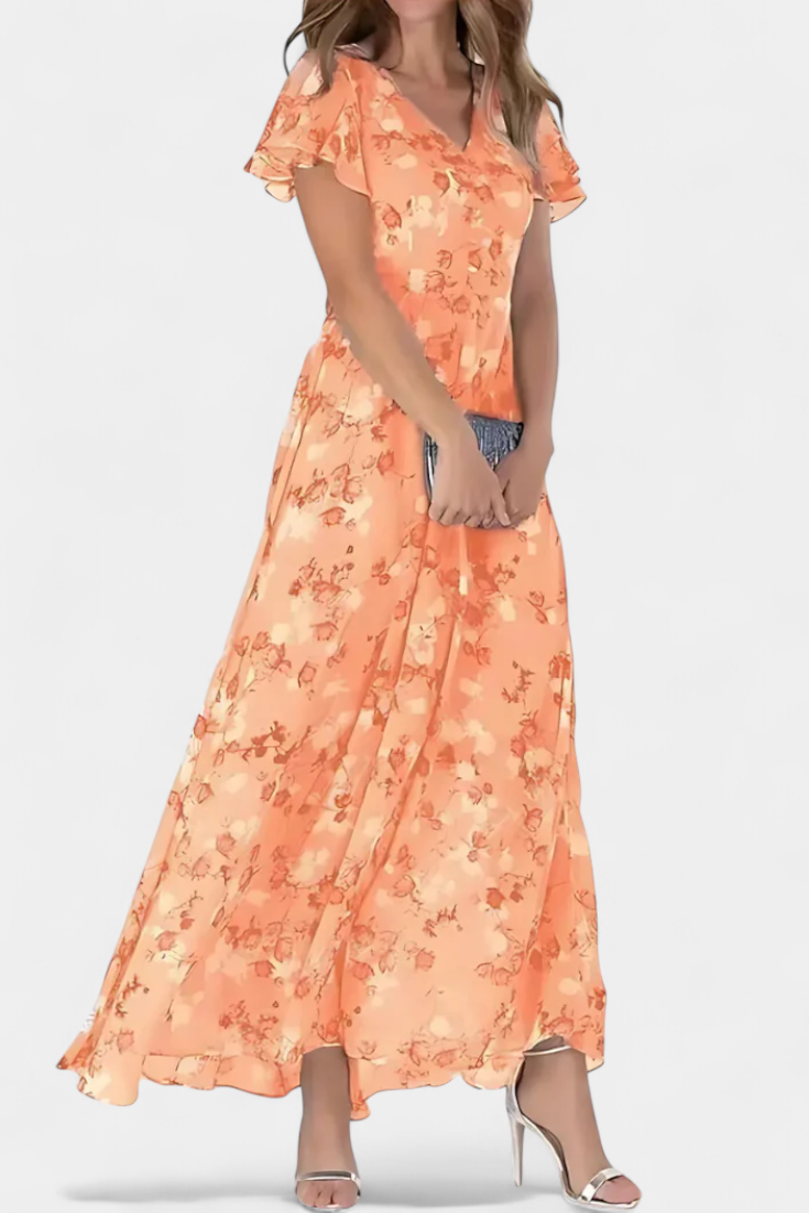 Amara | Vestido Maxi Floral con Escote en V
