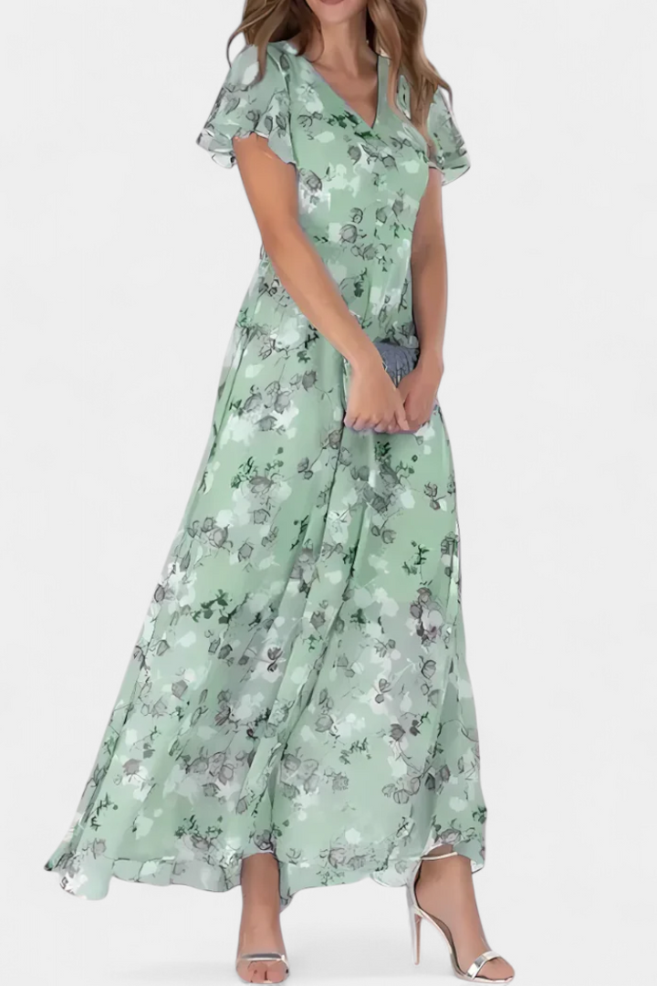 Amara | Vestido Maxi Floral con Escote en V