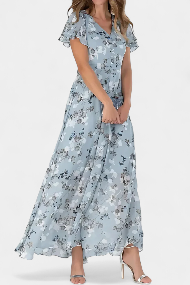 Amara | Vestido Maxi Floral con Escote en V