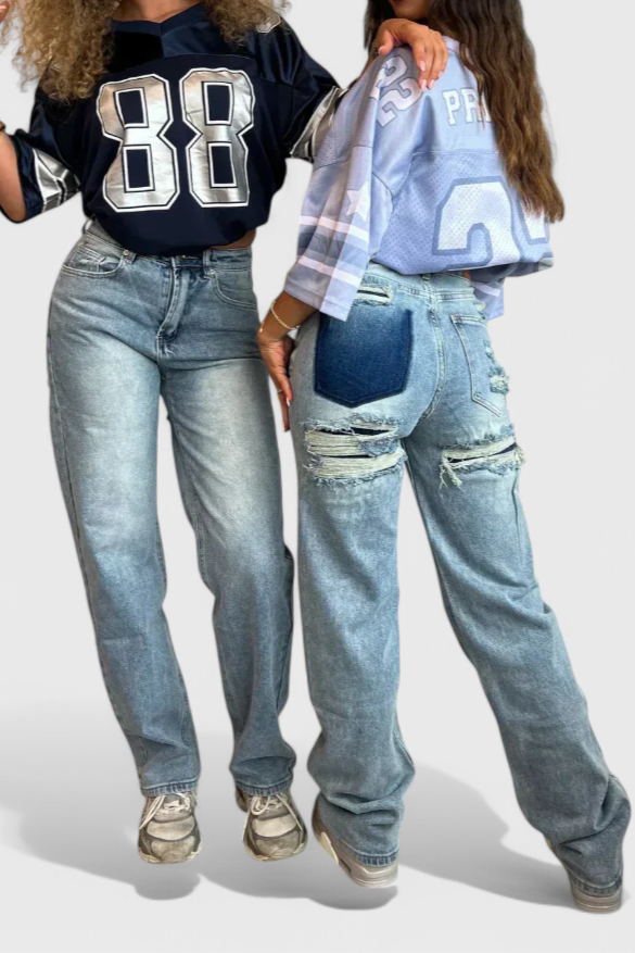 Roxy | Jeans Vintage Desgastados de Cintura Alta