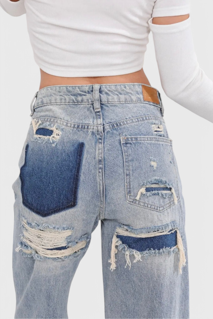 Roxy | Jeans Vintage Desgastados de Cintura Alta