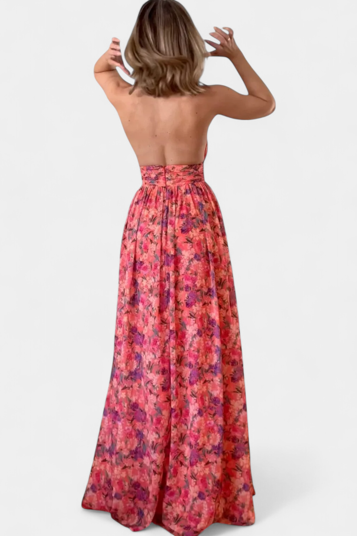 Rihanna | Vestido Floral Sin Espalda para Días de Sol